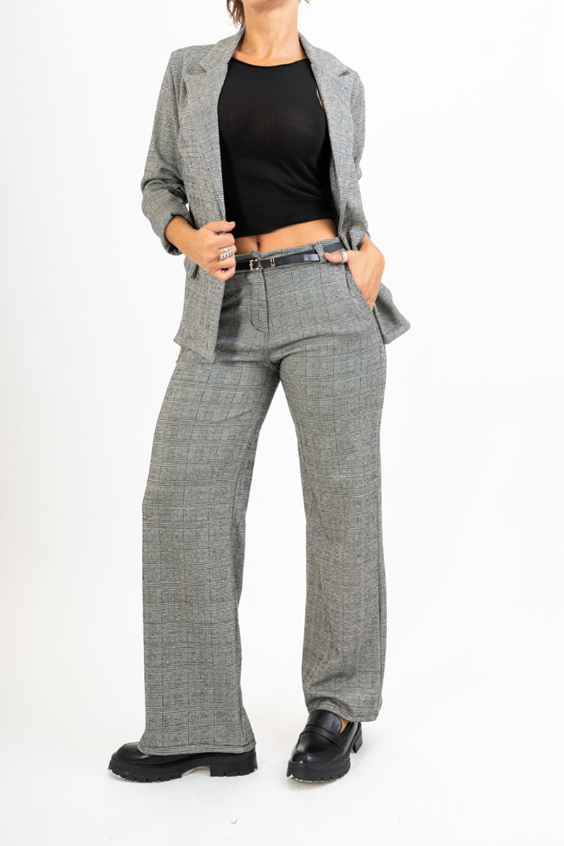 Pantalone dritto in viscosa principe di Galles