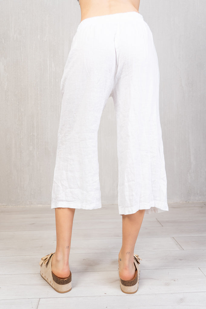Pantagonna in 100% lino con elastico in vita