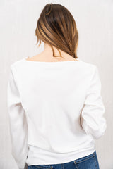 Blusa in raso con scollo morbido bianca