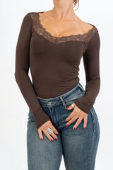 Maglia Scollatura Lace Touch