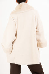 Mantella Velvet Fur in chenille con collo in eco pelliccia