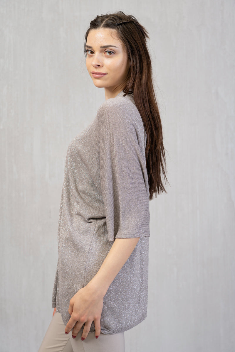 Cardigan lungo in filo lurex