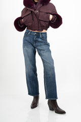 Jeans balloon fit a vita alta lavaggio medio elasticizzato