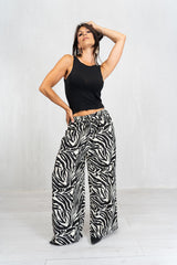 Pantalone Zebra Flow palazzo in misto viscosa