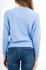 Maglione girocollo con scritta “Non vi sopporto più!” in misto lana Made in Italy