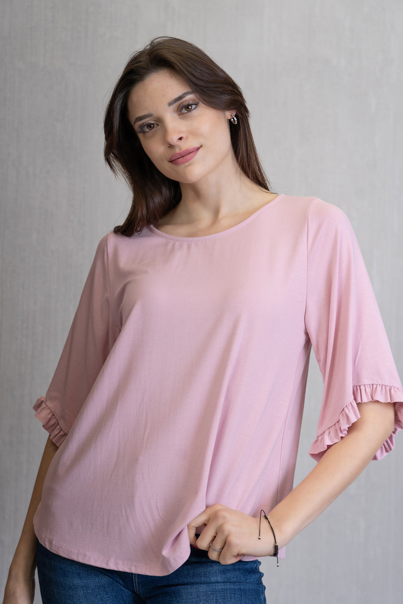 Maglia ampia in viscosa con volant