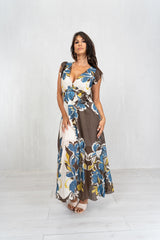 Abito incrociato Jungle Bloom in 100% cotone