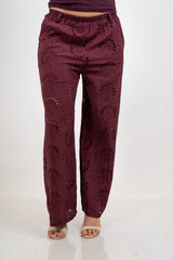 Pantalone traforato Onde Ricamate in cotone.