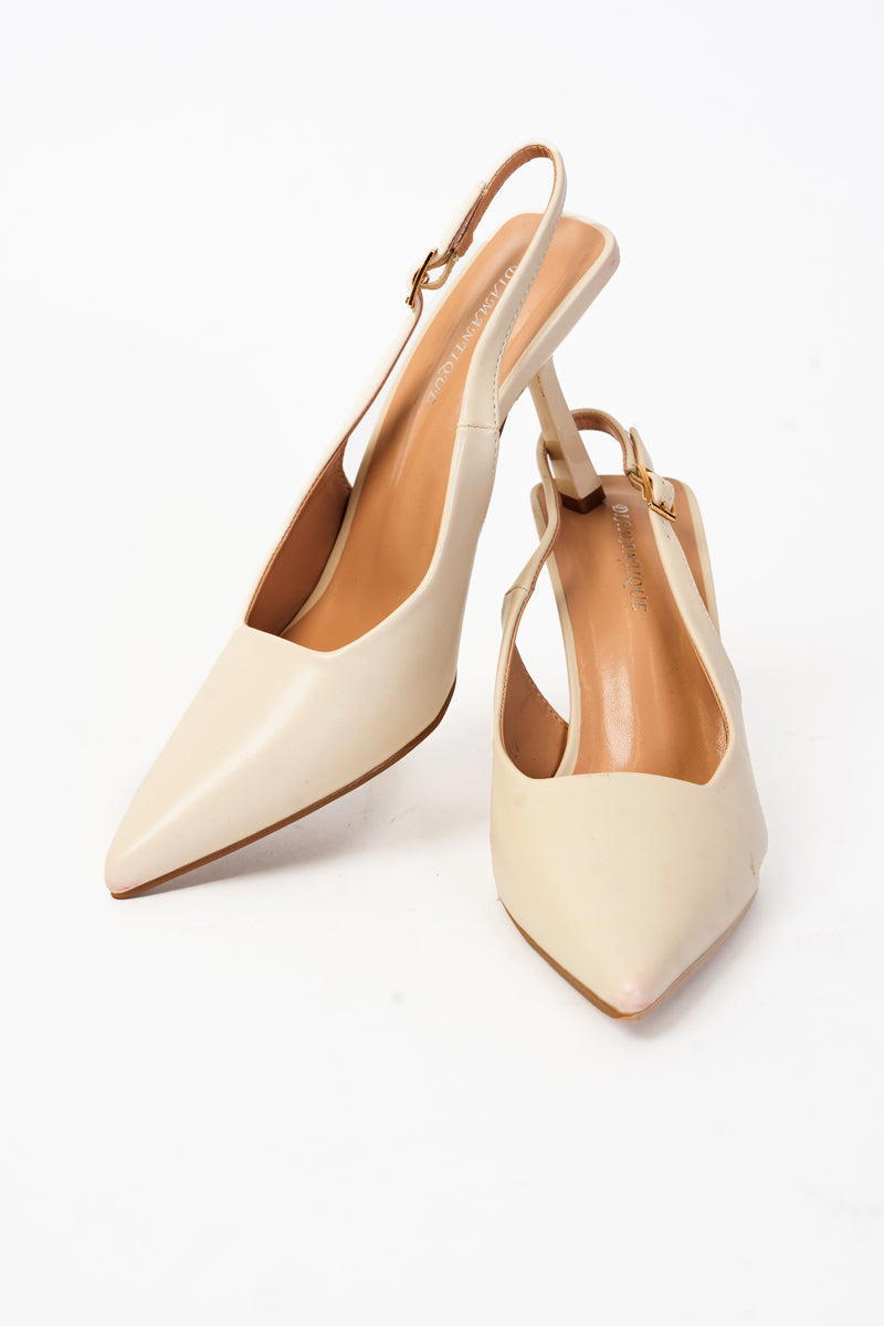 Décolleté slingback a punta Beige Raffinato