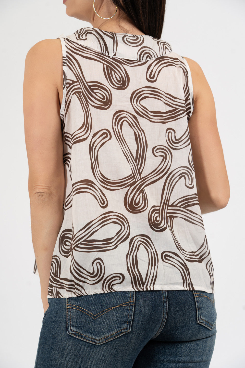 Blusa fantasia Onde Grafiche con balze in cotone.