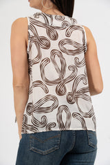 Blusa fantasia Onde Grafiche con balze in cotone.