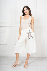 Pantalone Midi in Misto Viscosa con Fusciacca Charm
