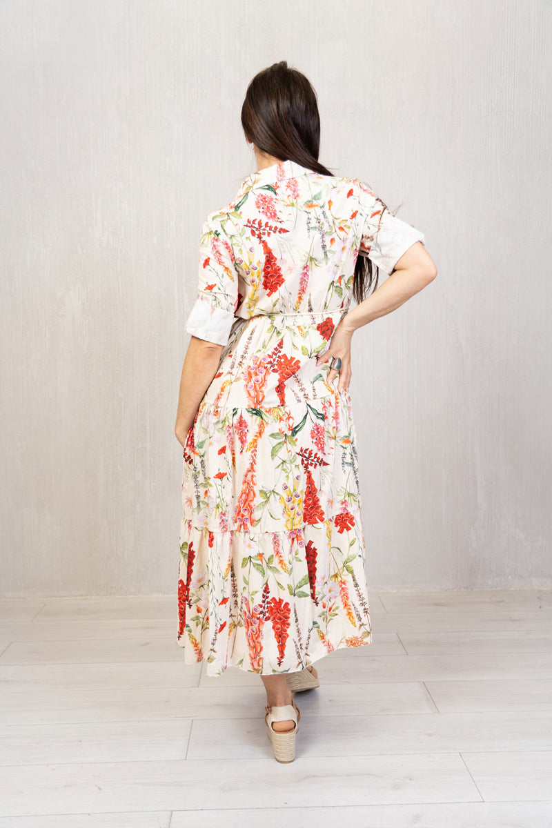 Abito camicia in cotone stampa Giardino in Fiore