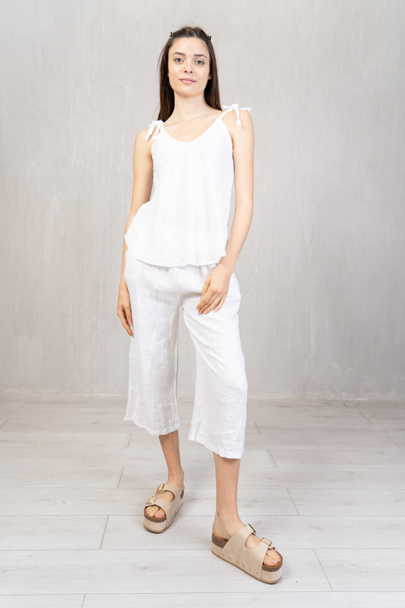 Pantagonna in 100% lino con elastico in vita