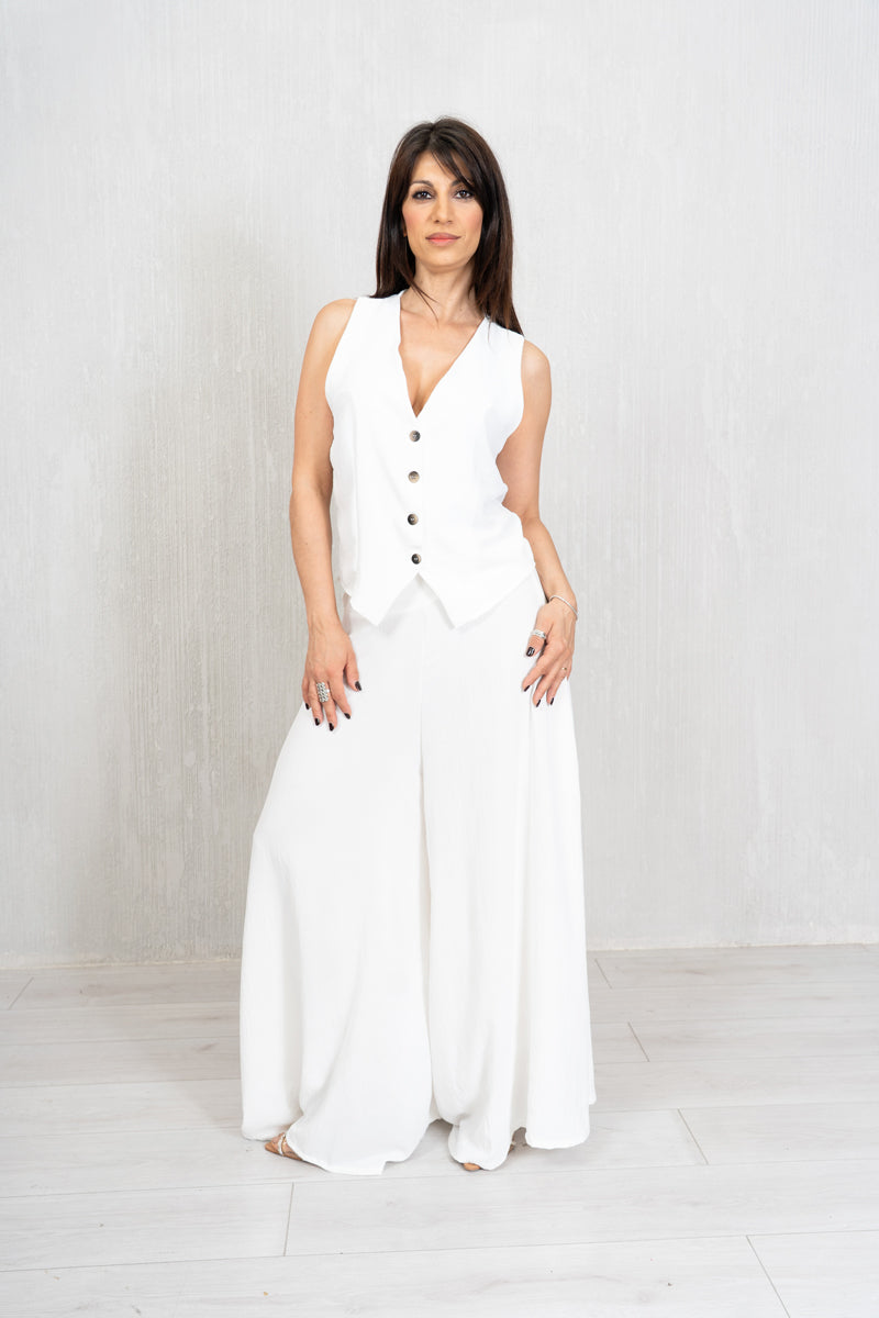 Gilet in tela leggera con bottoni