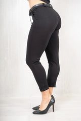 Pantalone slim punto milano elastico nero