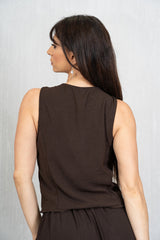 Gilet in tela leggera con bottoni