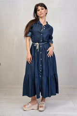 Abito camicia lungo in chambray