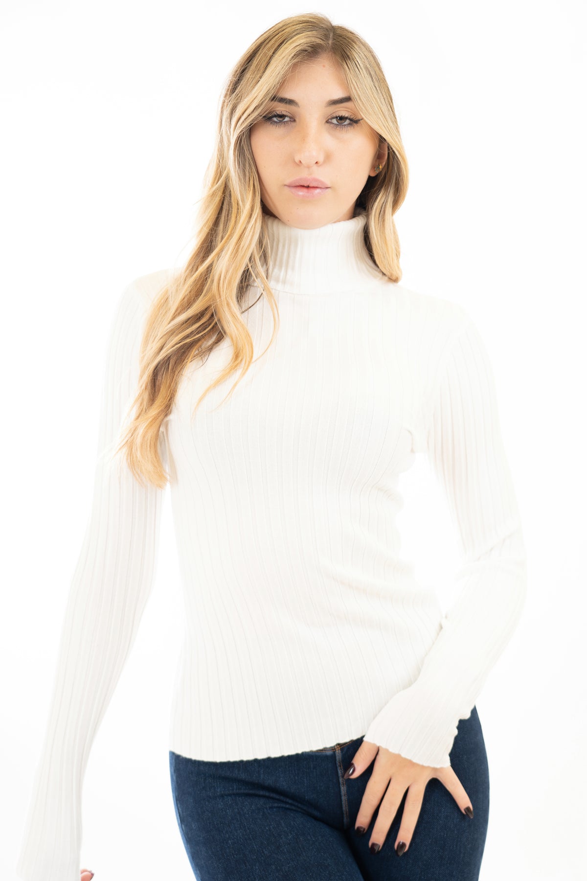 Maglia basic dolcevita coste