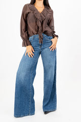 Jeans flare soft-touch denim blu