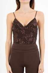 Body bustier in microrete con paillettes