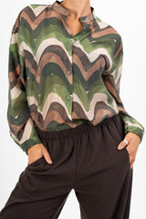 Camicia velata in Tencel fantasia WaveMotion
