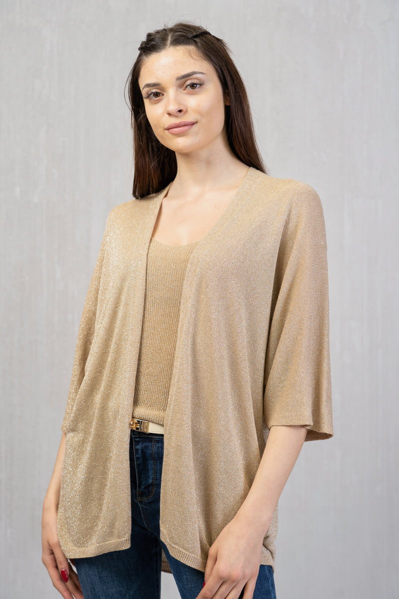 Cardigan lungo in filo lurex