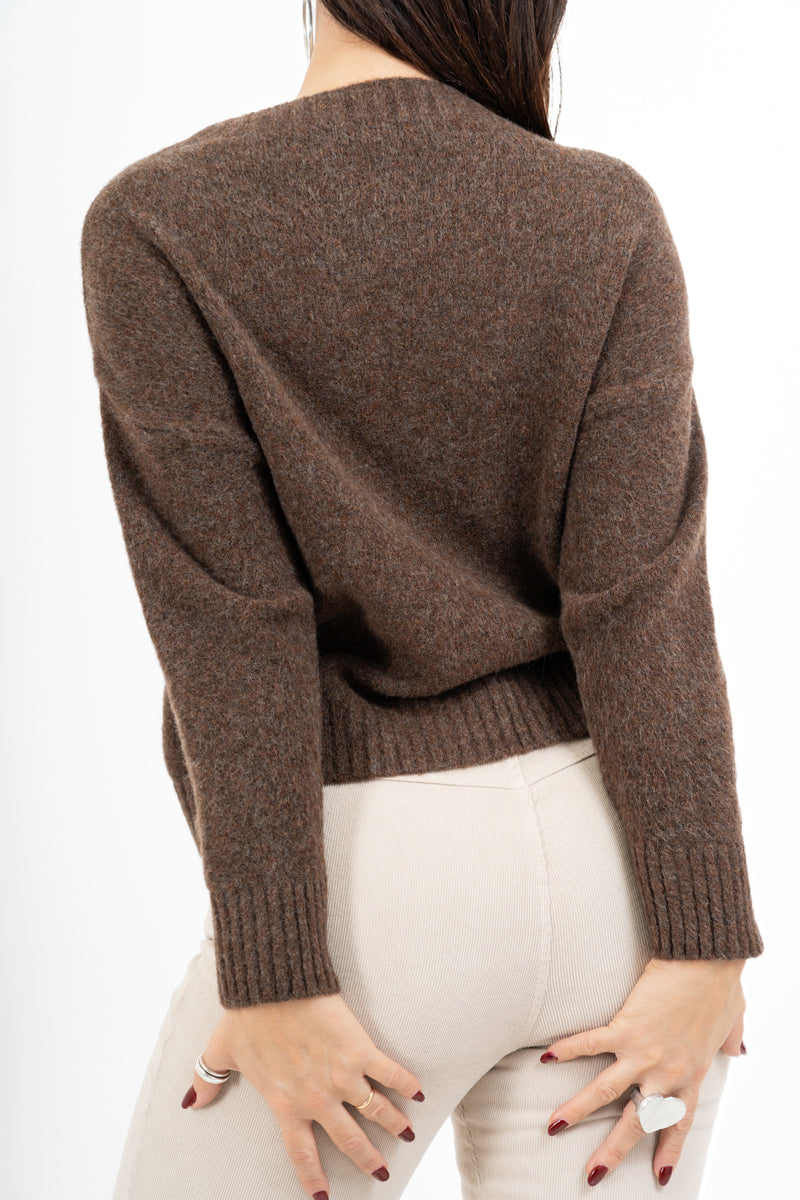 Maglione girocollo con scritta “Non vi sopporto più!” in misto lana Made in Italy