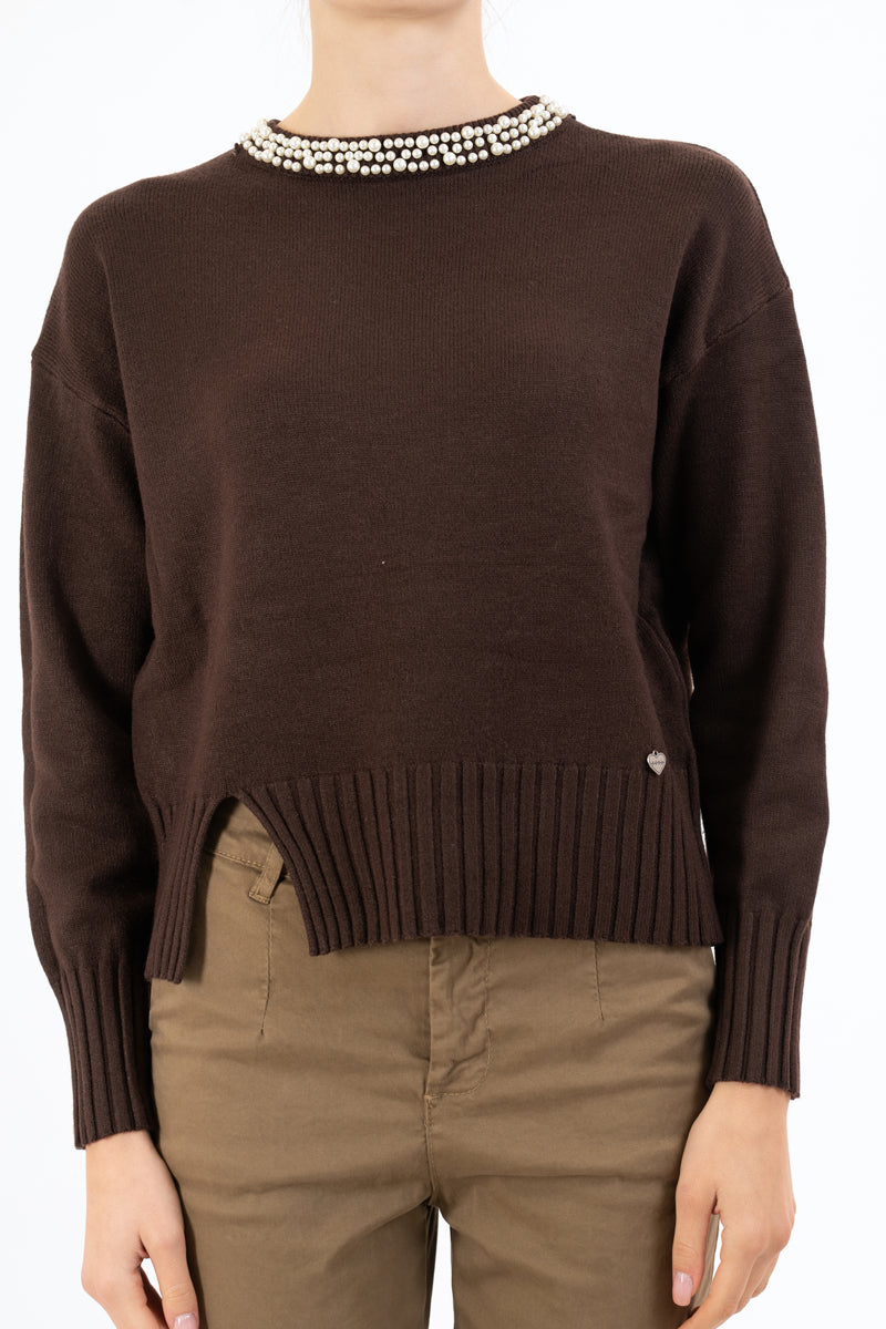 Maglione Pearl Dream con dettagli gioiello