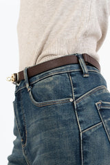 Cintura Slim con Fibbia Metallica