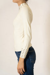 Maglia Shine con strass su collo e polsi