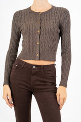 Cardigan corto in lurex con disegno a treccia