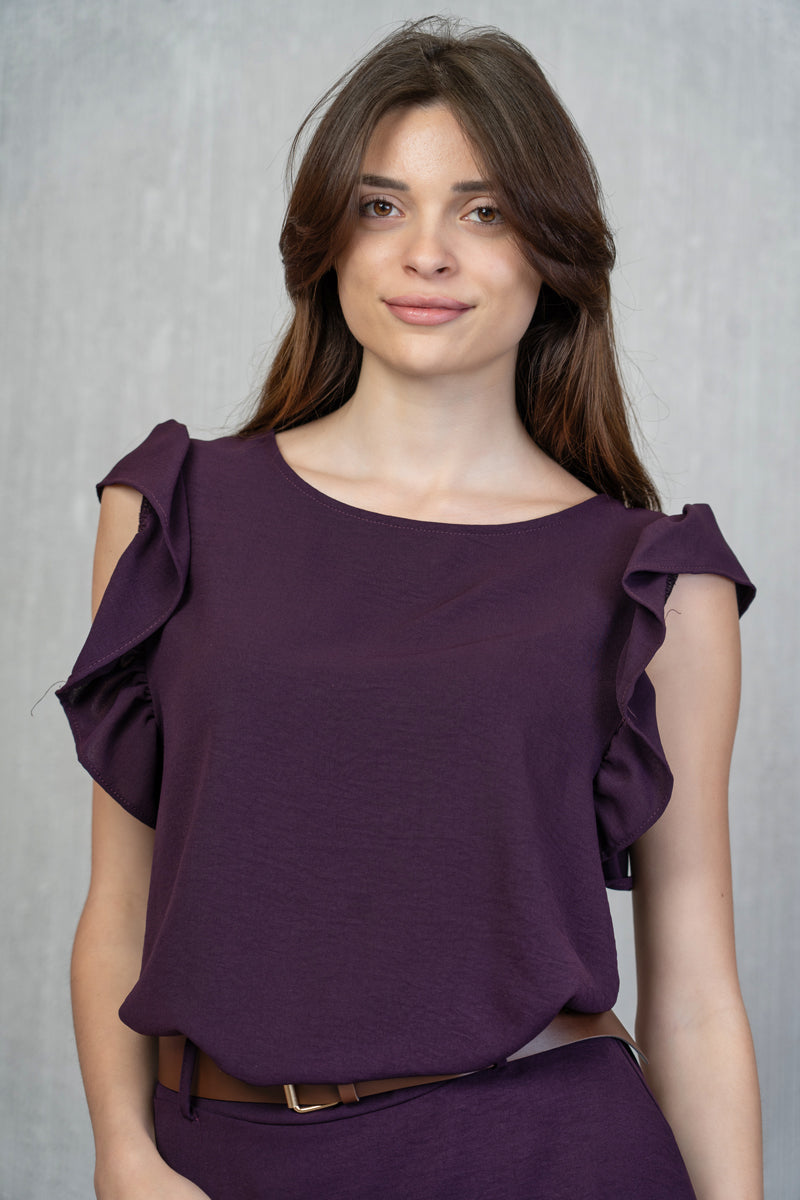 Blusa Plum Soft con Manica Volant