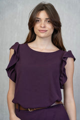 Blusa Plum Soft con Manica Volant