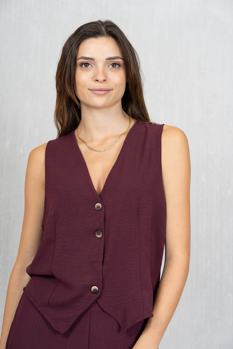 Gilet in tela leggera con bottoni