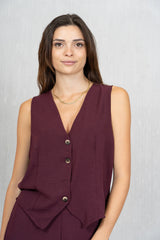 Gilet in tela leggera con bottoni