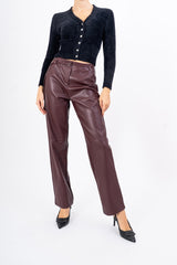 Pantalone High Waist in Finta Pelle