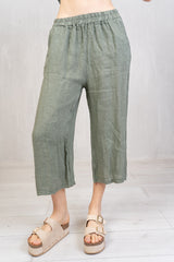 Pantagonna in 100% lino con elastico in vita