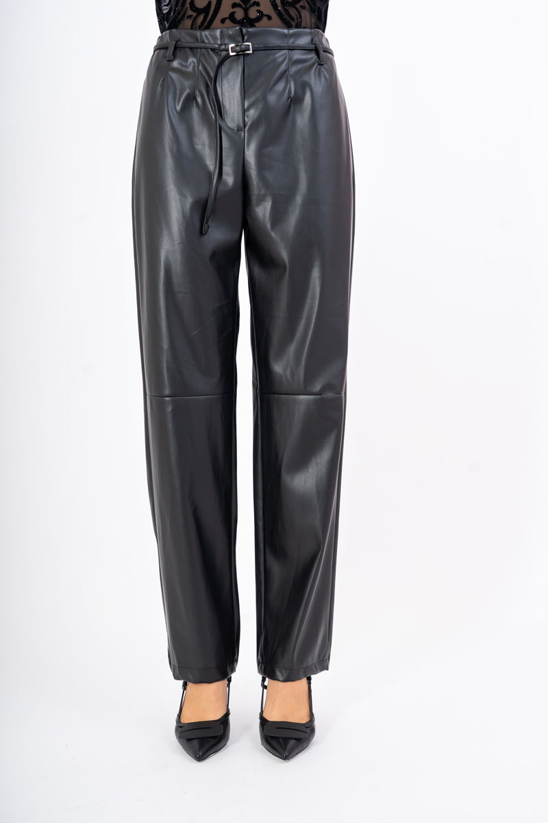 Pantalone High Waist in Finta Pelle