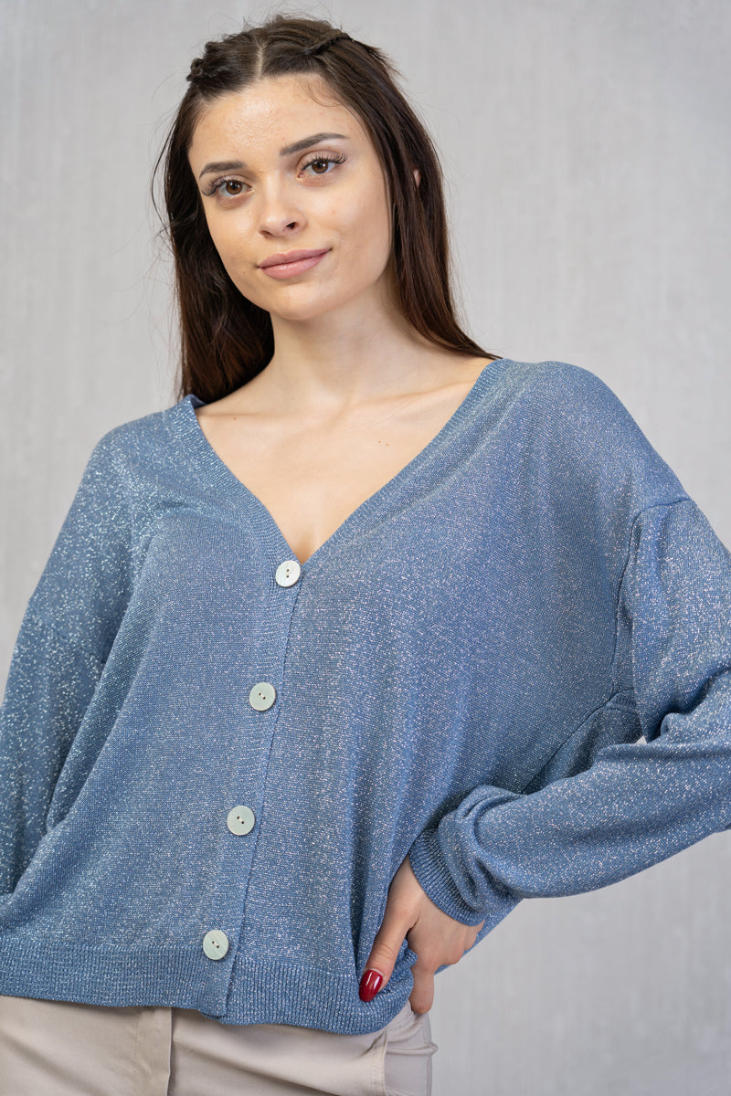Cardigan leggero con filo lurex