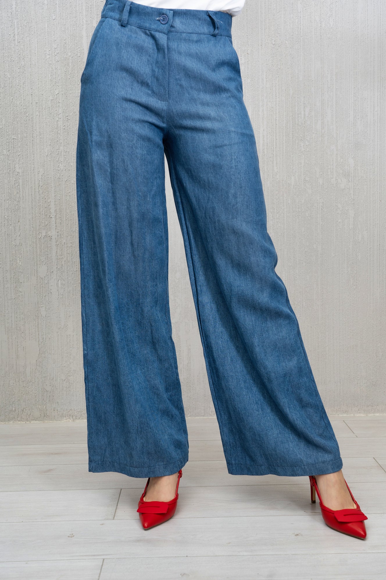 Pantalone palazzo tela Jeans chiara