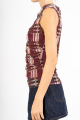 Maglia smanicata drappeggiata fantasia Urban Check