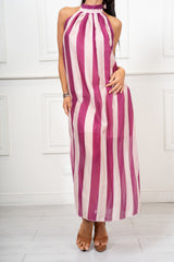 Abito Lungo Righe Sunset con Scollo Americano