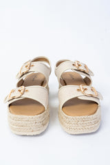 Sandali platform con fibbie e fondo corda