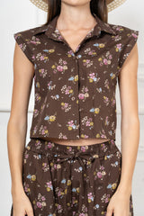 Camicia smanicata in cotone Petite Fleur Vintage