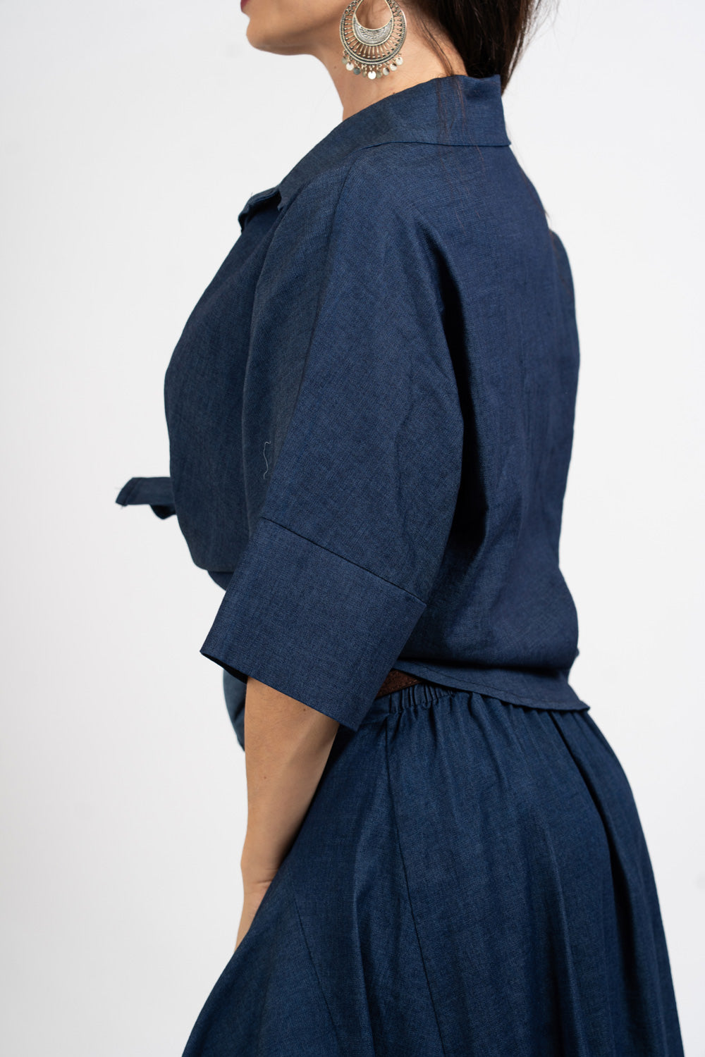 Camicia ampia effetto chambray con manica kimono.