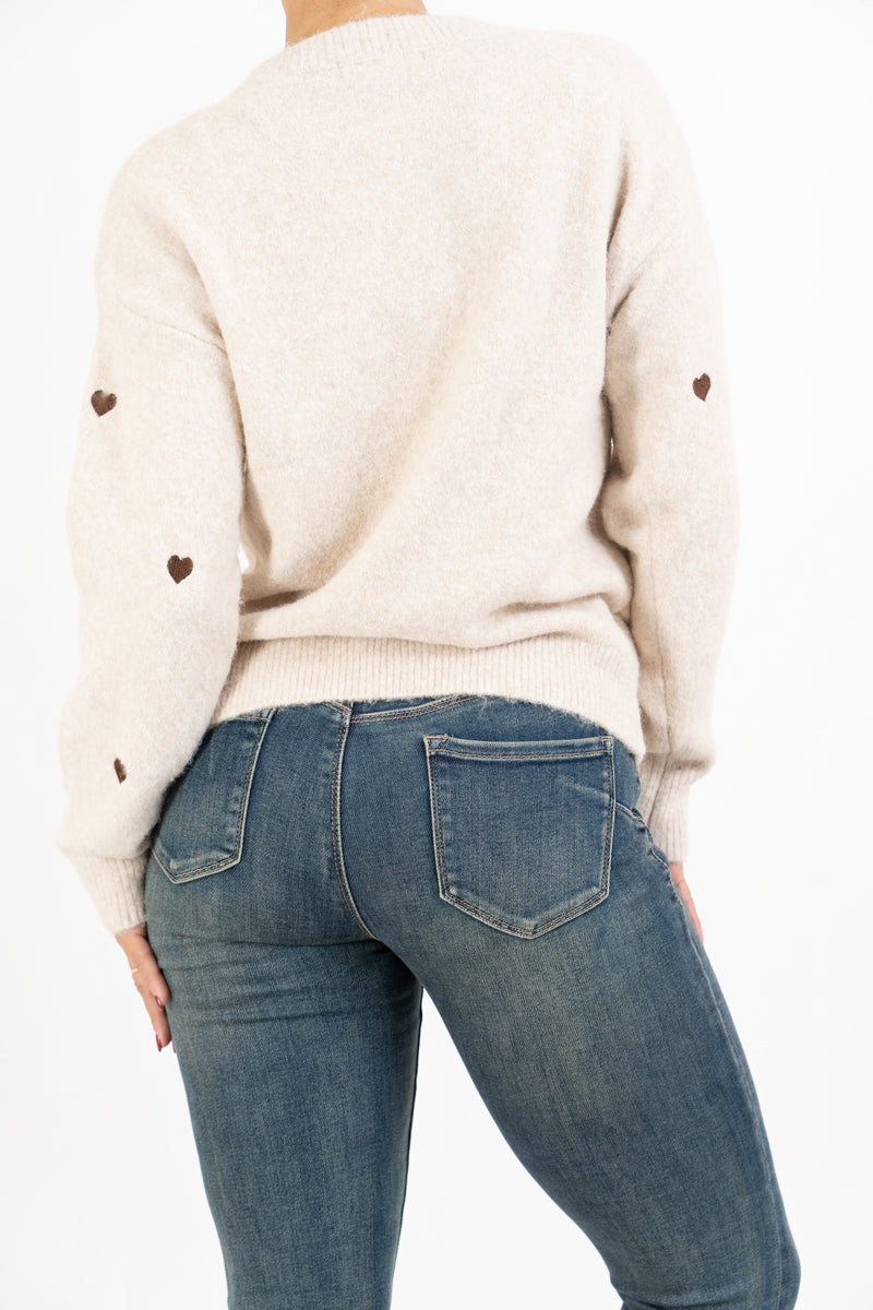 Cardigan SweetHeart in misto lana con ricami a cuore