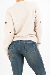 Cardigan SweetHeart in misto lana con ricami a cuore