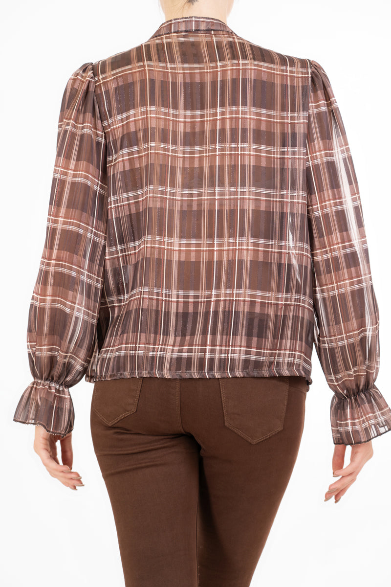 Maglia ShineCheck in georgette con rouche e lurex