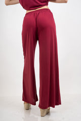 Pantalone palazzo in viscosa elasticizzata con coulisse Made in Italy